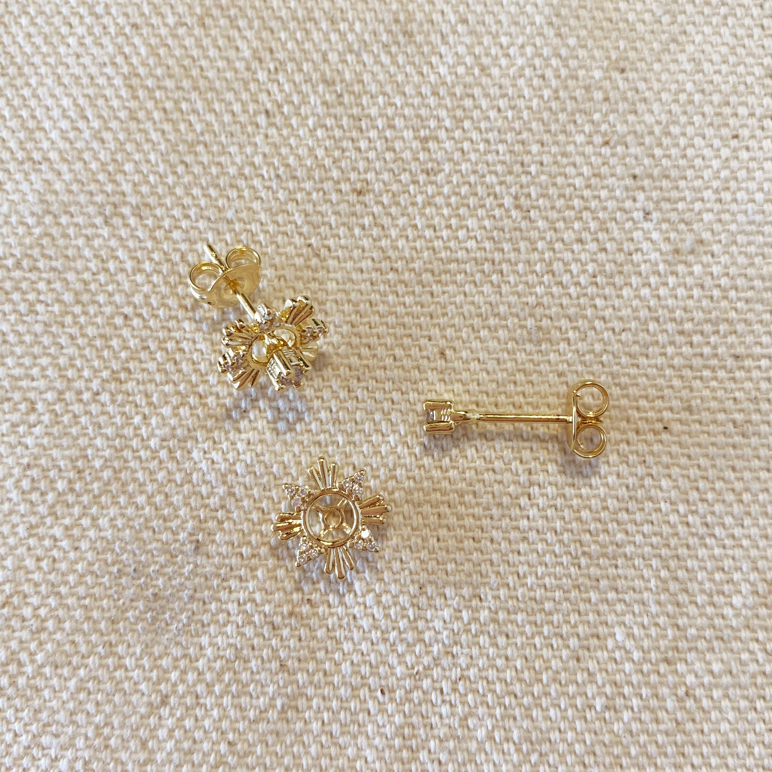 Mondsee 18k Gold Filled 2 Part Round Stud Earrings | 18k Gold Filled Jewelry