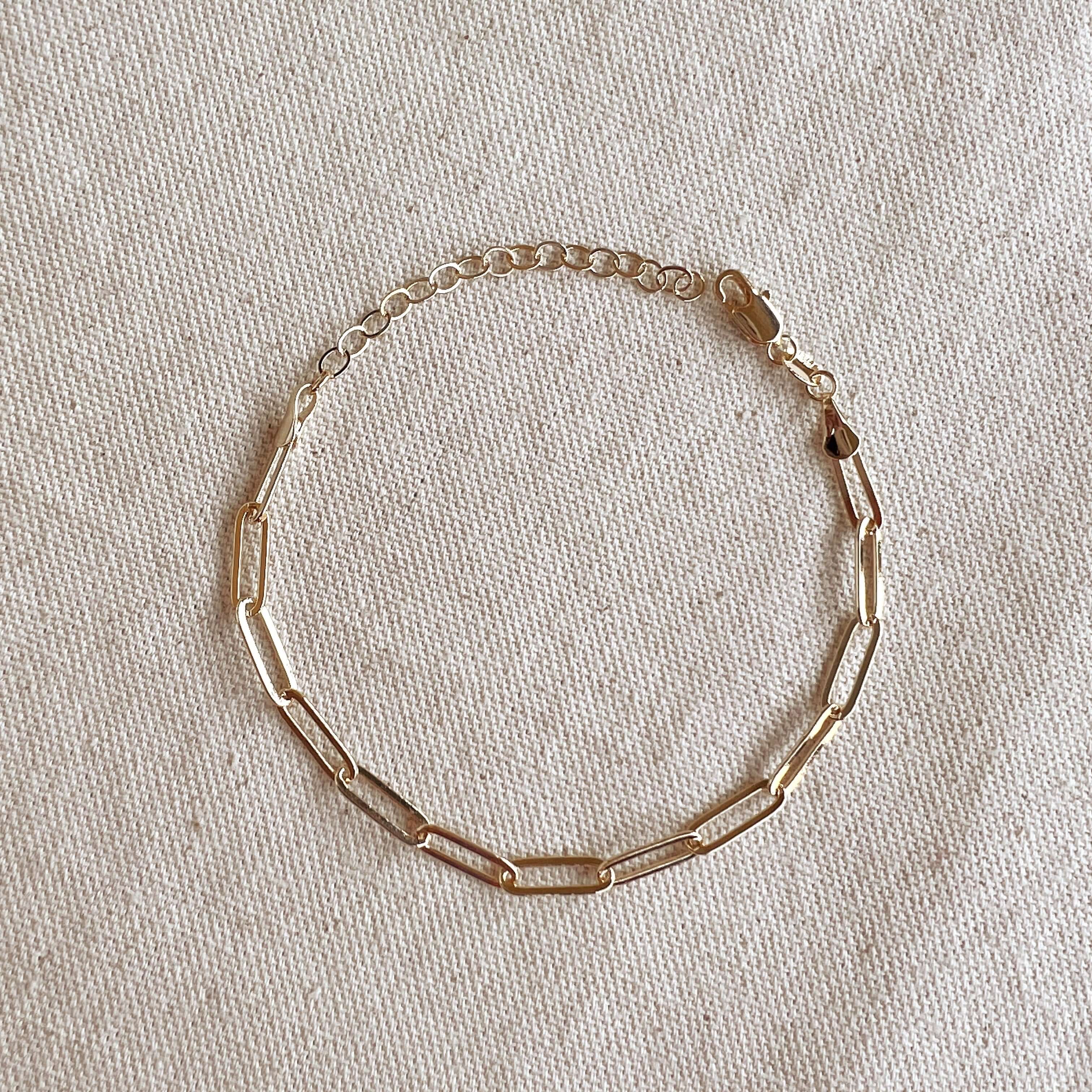 Mondsee 18k Gold Filled Classic Paperclip Bracelet | 18k Gold Filled Jewelry