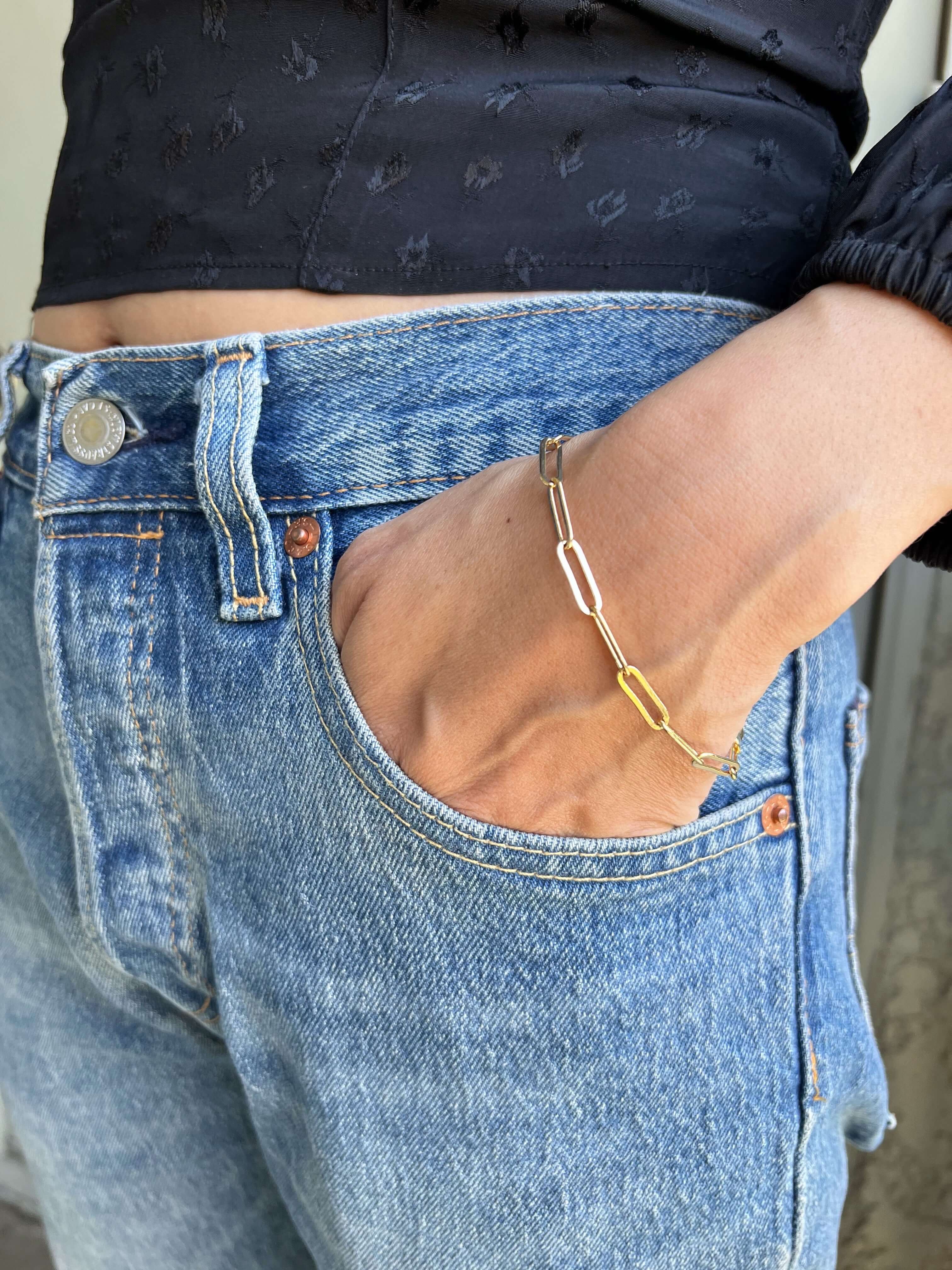 Mondsee 18k Gold Filled Classic Paperclip Bracelet | 18k Gold Filled Jewelry