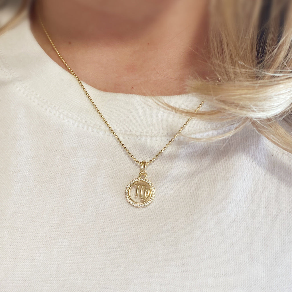Mondsee 18k Gold Filled Mini Virgo Zodiac Pendant | 18k Gold Filled Jewelry