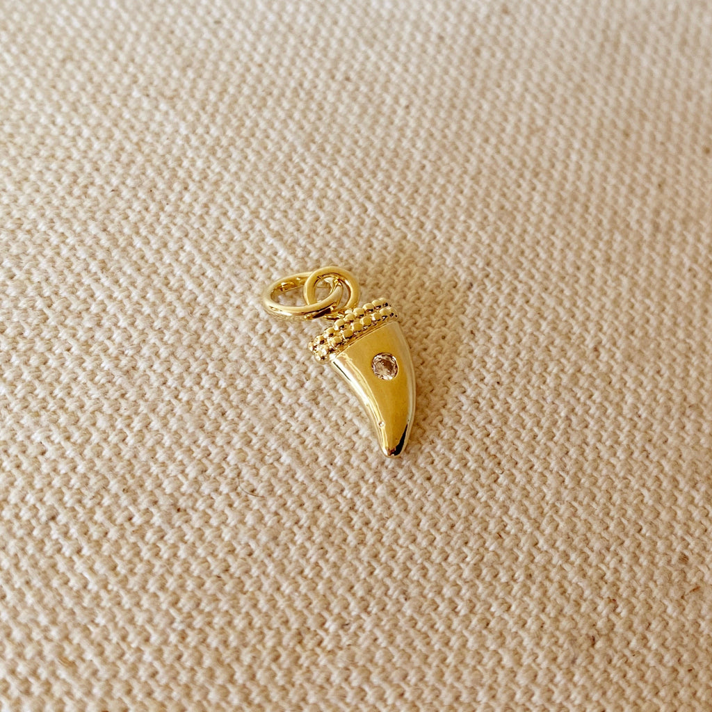 Mondsee 18k Gold Filled Mini Tusk Pendant With Cubic Zirconia Stone | 18k Gold Filled Jewelry