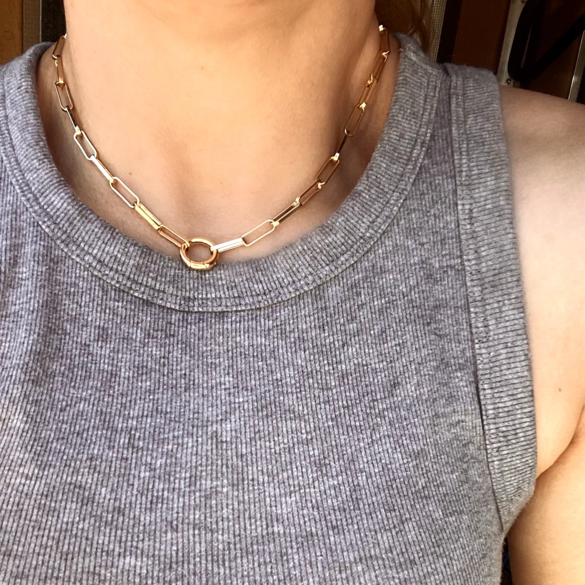 Mondsee 18k Gold Filled Paperclip Chain Necklace Carabine Clasp | 18k Gold Filled Jewelry