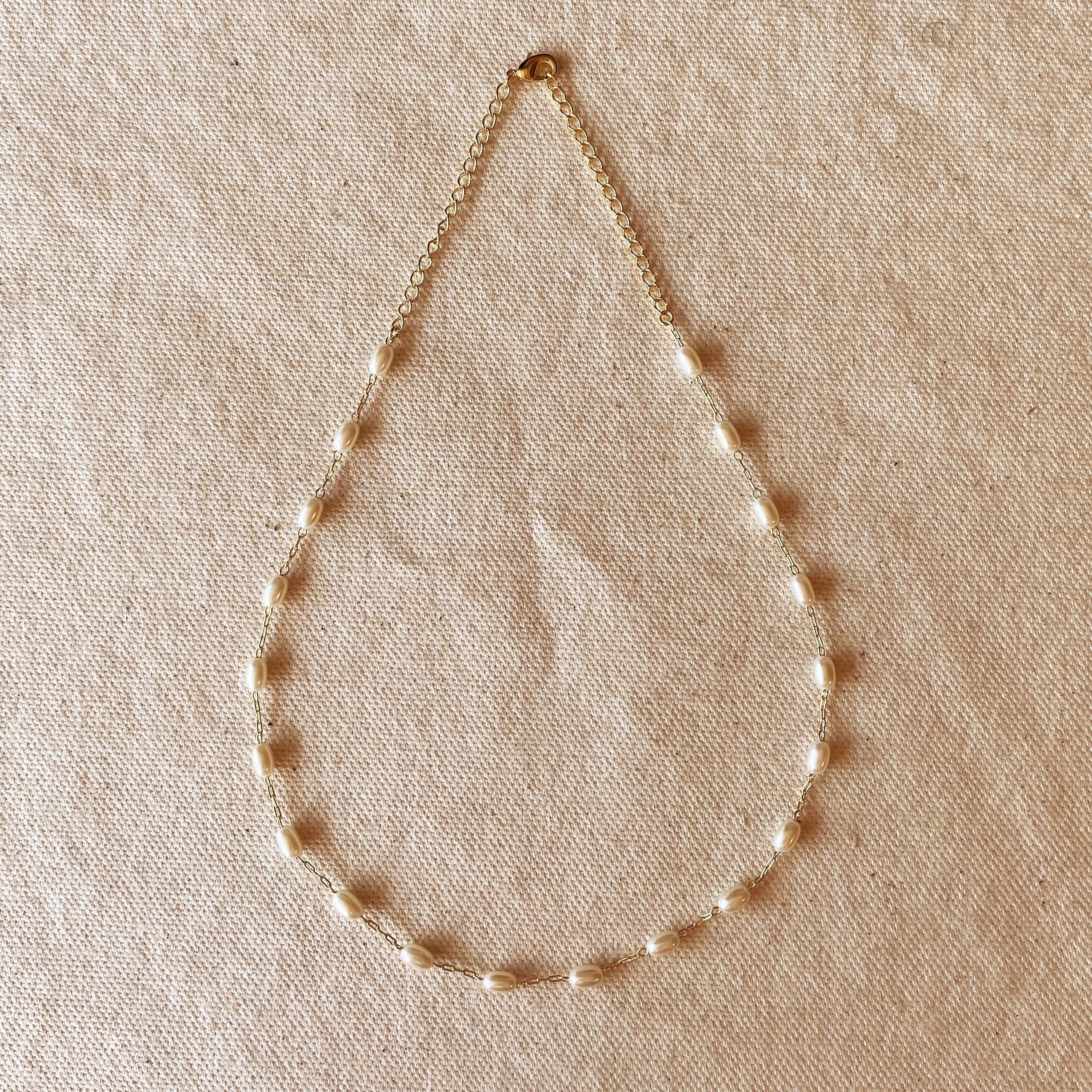 Mondsee 18k Gold Filled Oval Shaped Pearl Necklace | 18k Gold Filled Jewelry