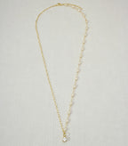 Mondsee 18k Gold Filled Oval Shaped Pearl Necklace With Cubic Zirconia Stone Charm | 18k Gold Filled Jewelry