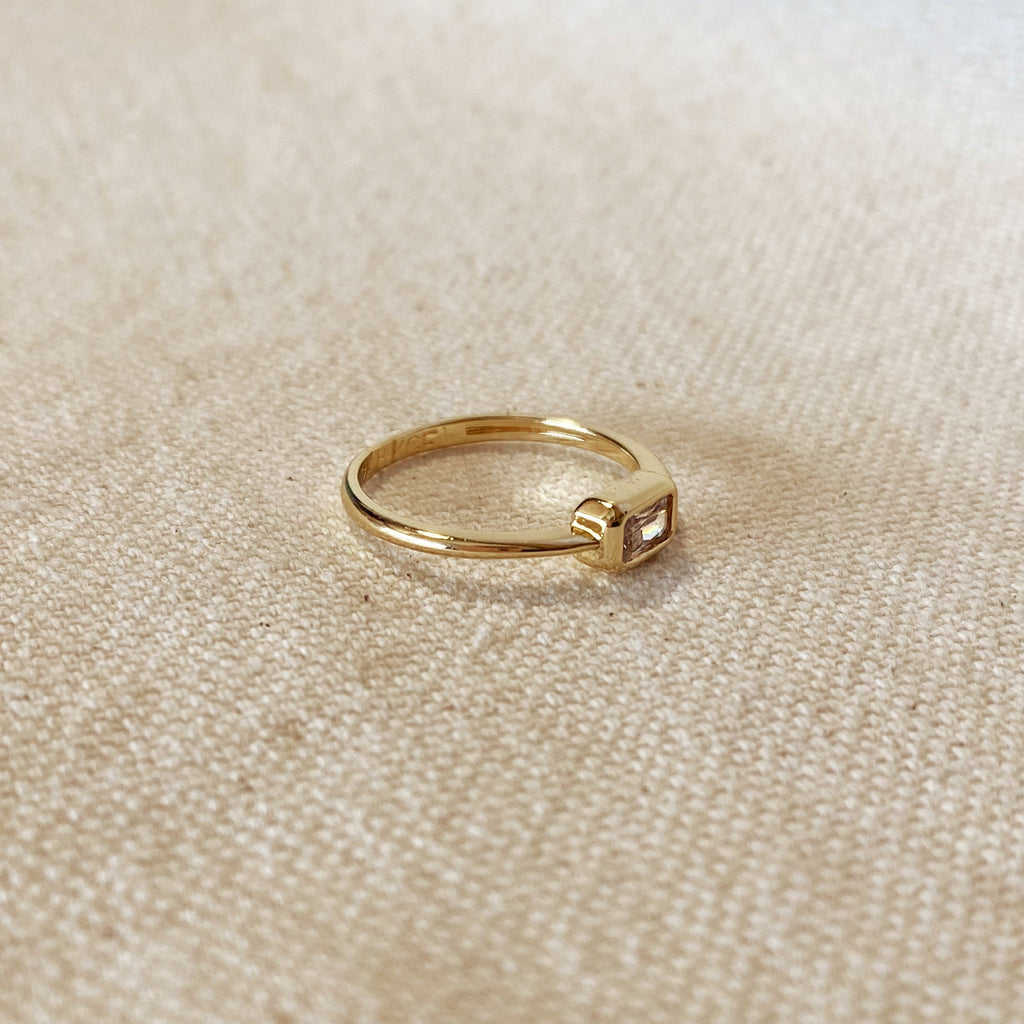 Mondsee 18k Gold Filled Rectangle Solitaire Ring | 18k Gold Filled Jewelry