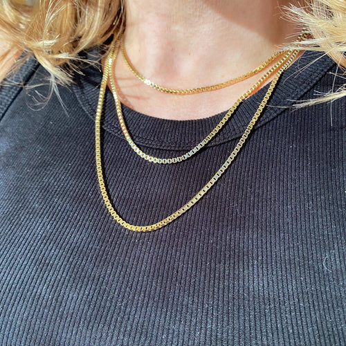Mondsee 18k Gold Filled 2.0 mm Box Chain Necklace | 18k Gold Filled Jewelry