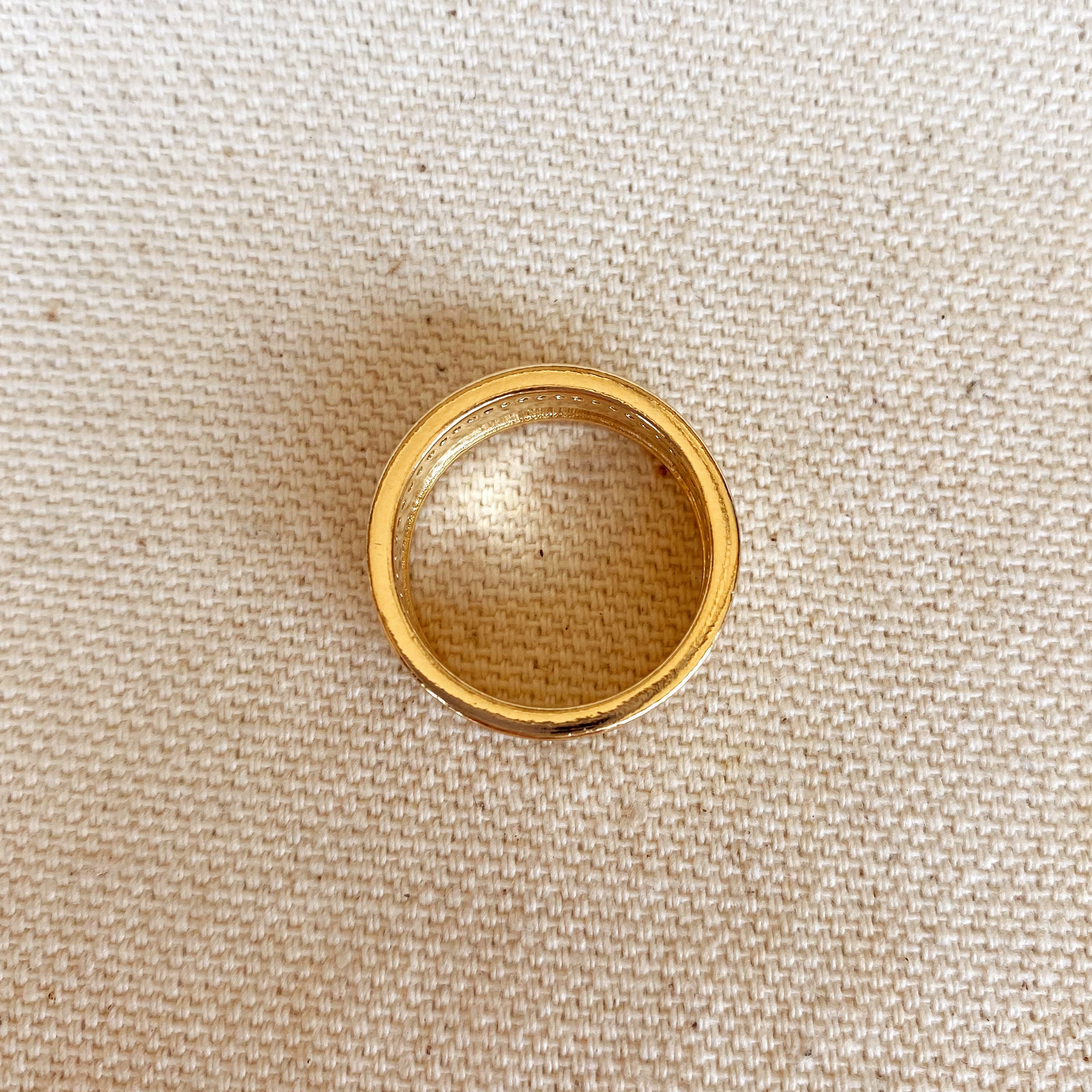 Mondsee 18k Gold Filled Greek Pattern Band Ring With Cubic Zirconia Detail | 18k Gold Filled Jewelry