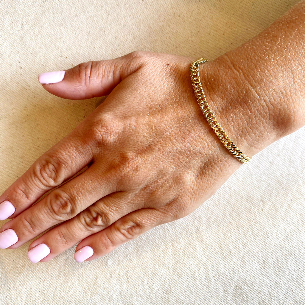 Mondsee 18k Gold Filled 4.0mm Curb Chain Bracelet | 18k Gold Filled Jewelry