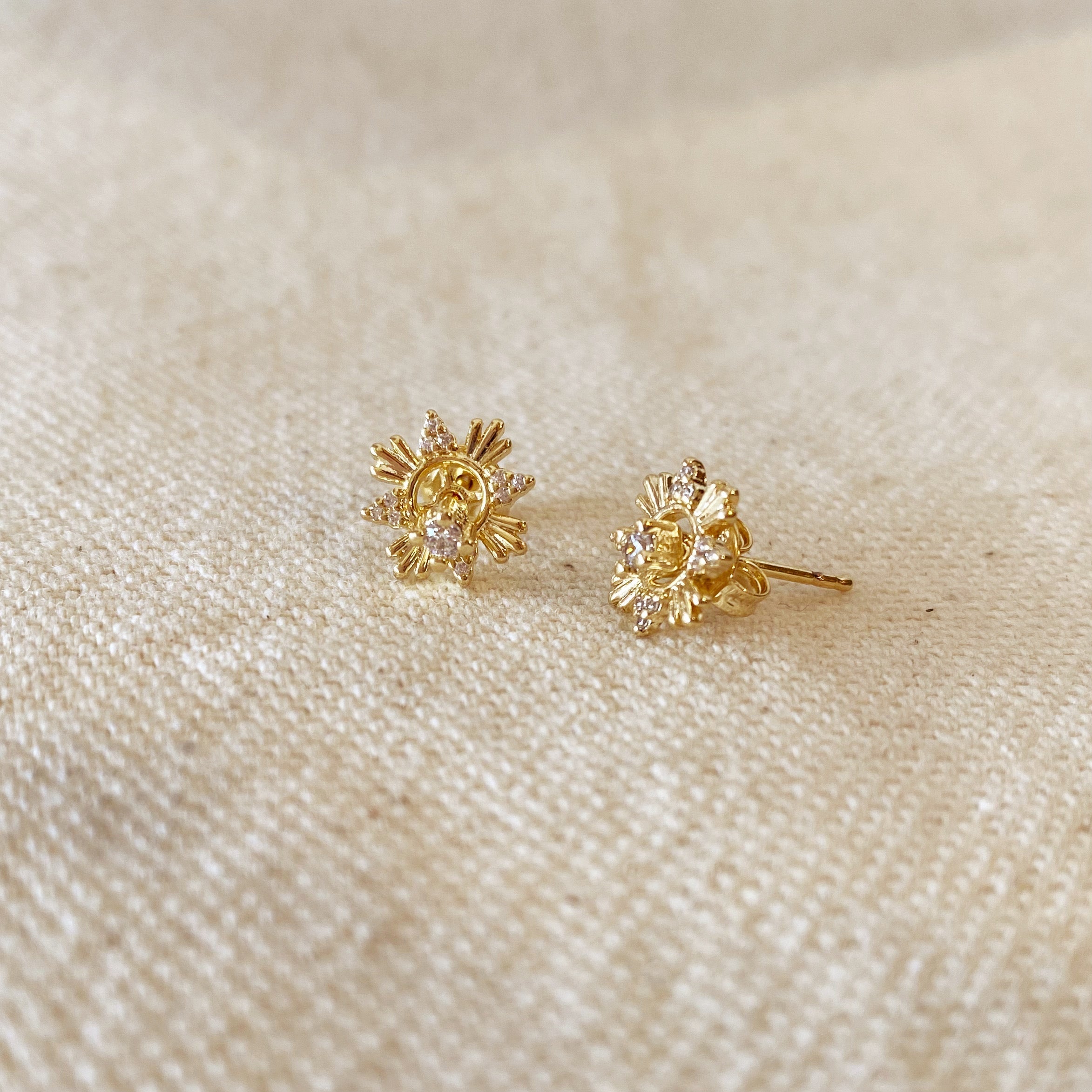 Mondsee 18k Gold Filled 2 Part Round Stud Earrings | 18k Gold Filled Jewelry