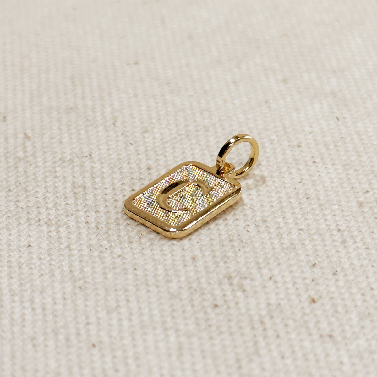 Textured Initial Plate Pendant – C