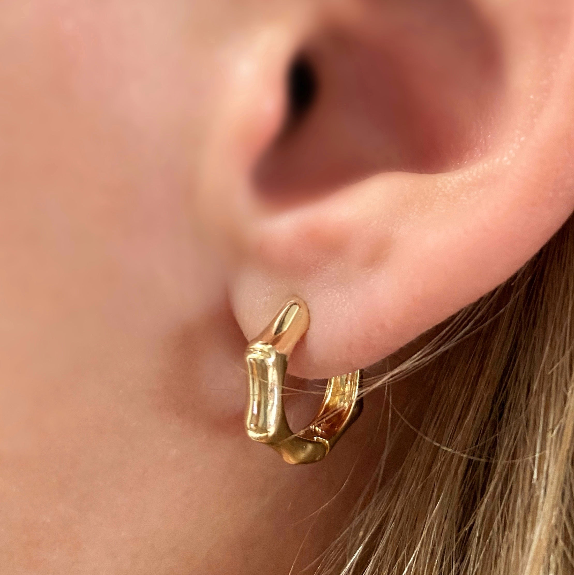 Mondsee 18k Gold Filled Bamboo Clicker Hoop Earrings | 18k Gold Filled Jewelry
