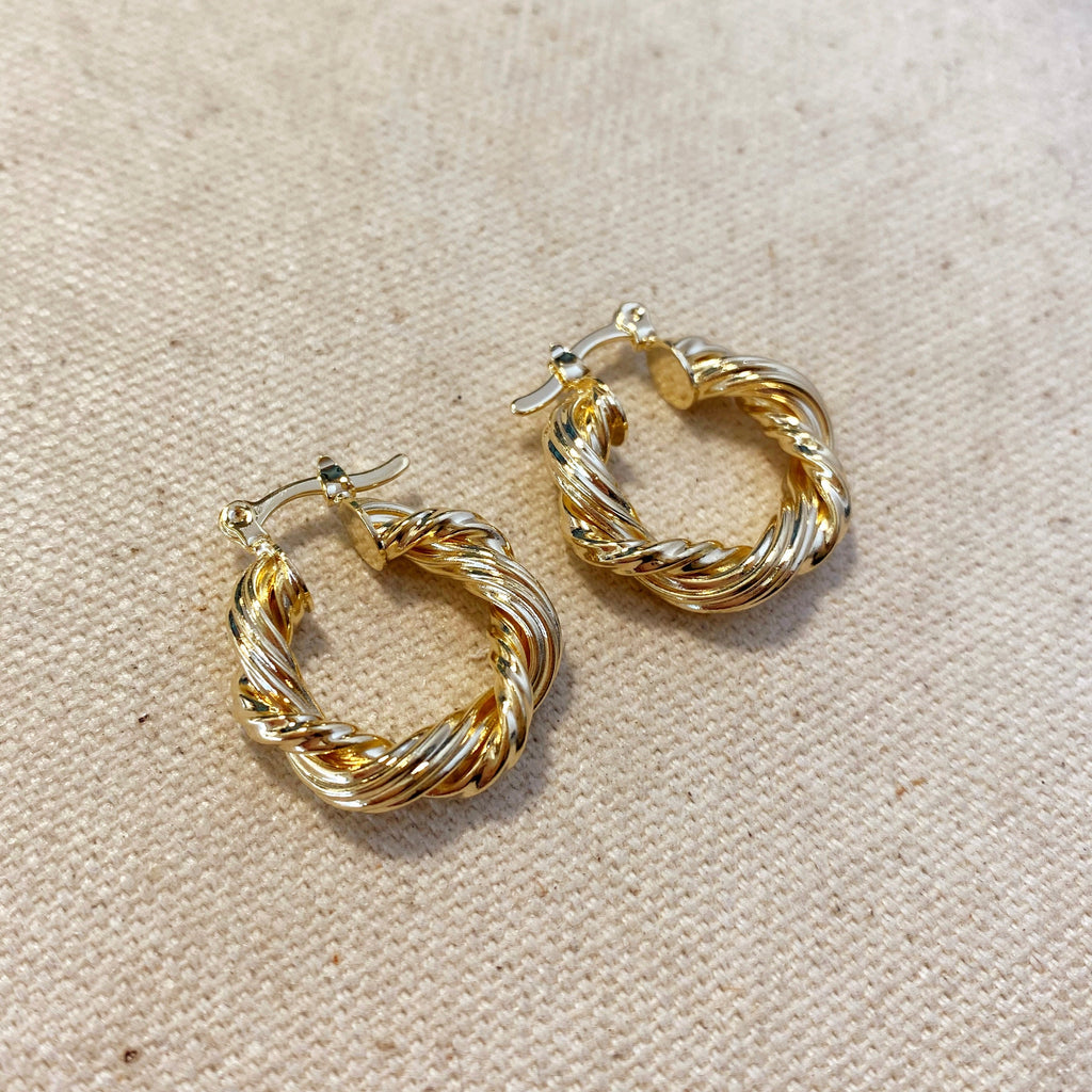 Mondsee 18k Gold Filled 21mm Double Twisted Tube Hoop Earrings | 18k Gold Filled Jewelry