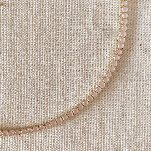 Mondsee 18k Gold Filled 3mm Cubic Zirconia Nude Pink Necklace | 18k Gold Filled Jewelry
