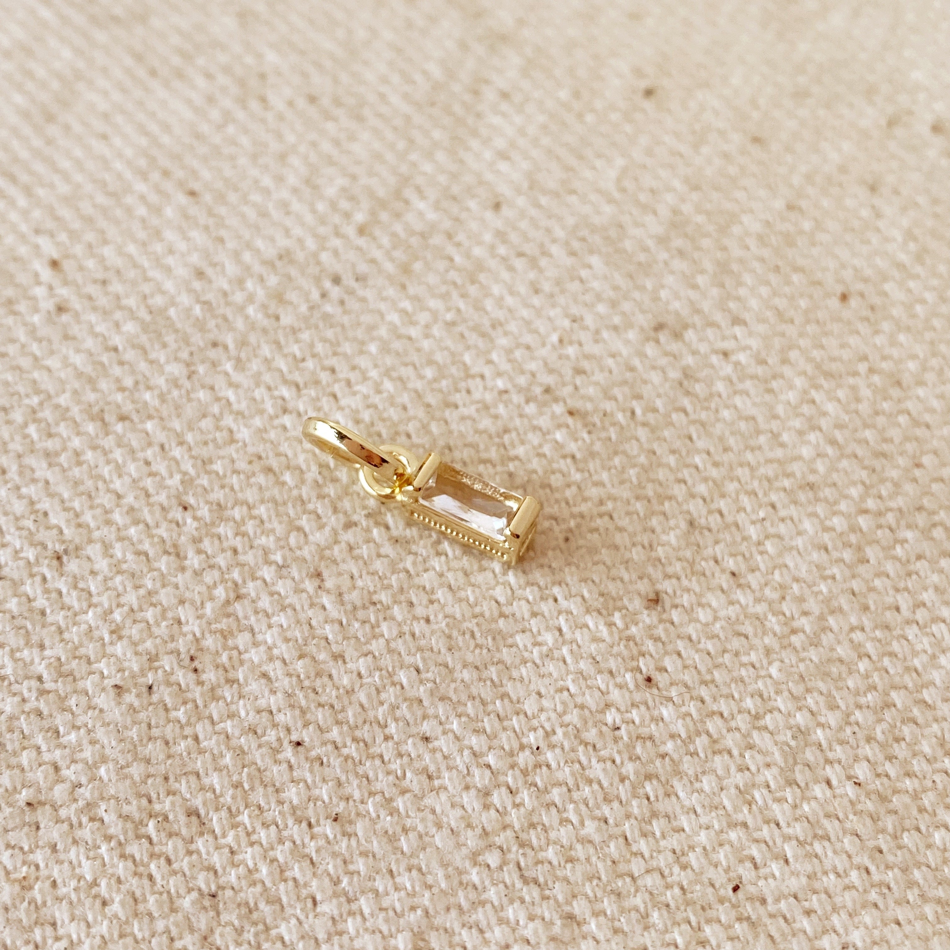 Mondsee 18k Gold Filled Baguette Birthstone Charm | 18k Gold Filled Jewelry