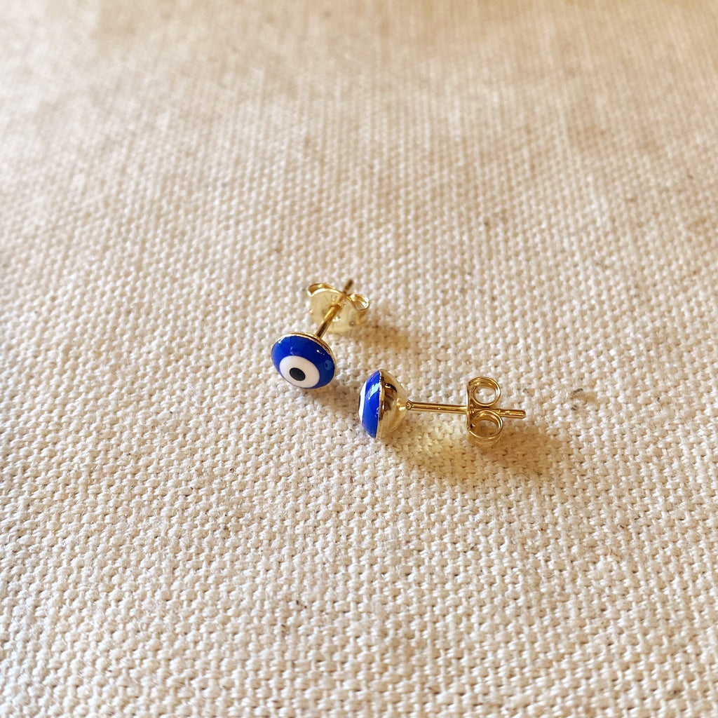 Mondsee 18k Gold Filled Enamel 6mm Blue Evil Eye | 18k Gold Filled Jewelry