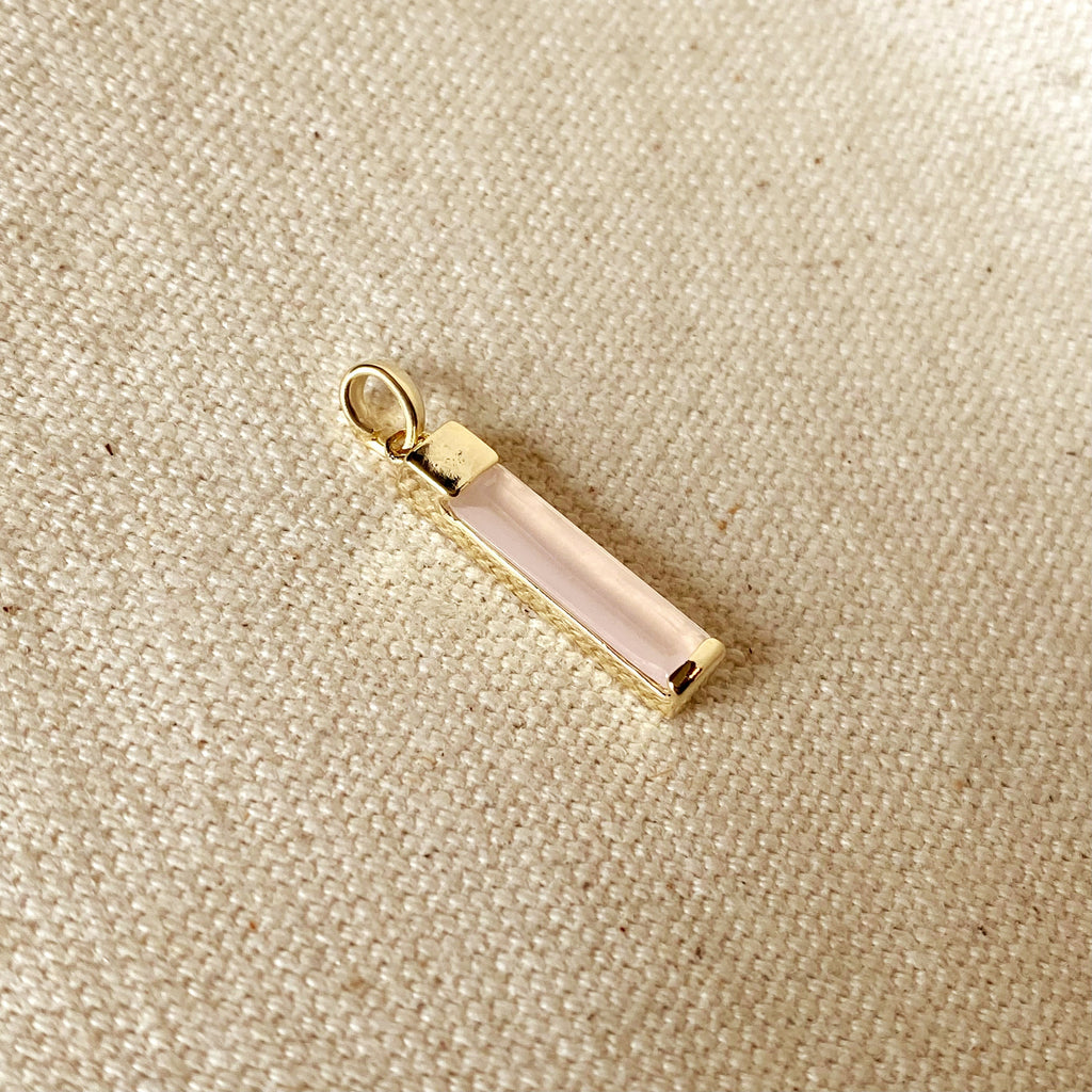 Mondsee 18k Gold Filled Long Pink Crystal Baguette Charm | 18k Gold Filled Jewelry