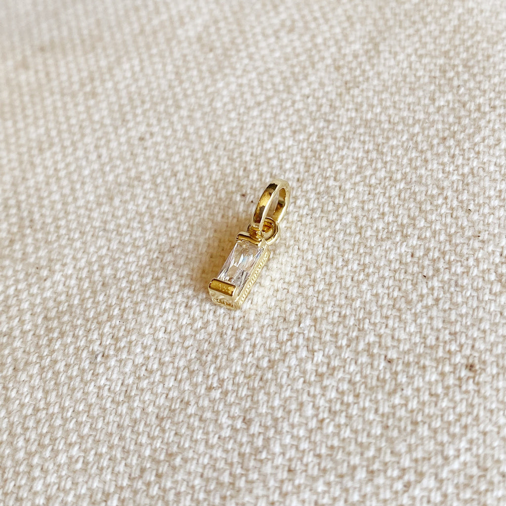 Mondsee 18k Gold Filled Mini Clear Baguette Charm | 18k Gold Filled Jewelry