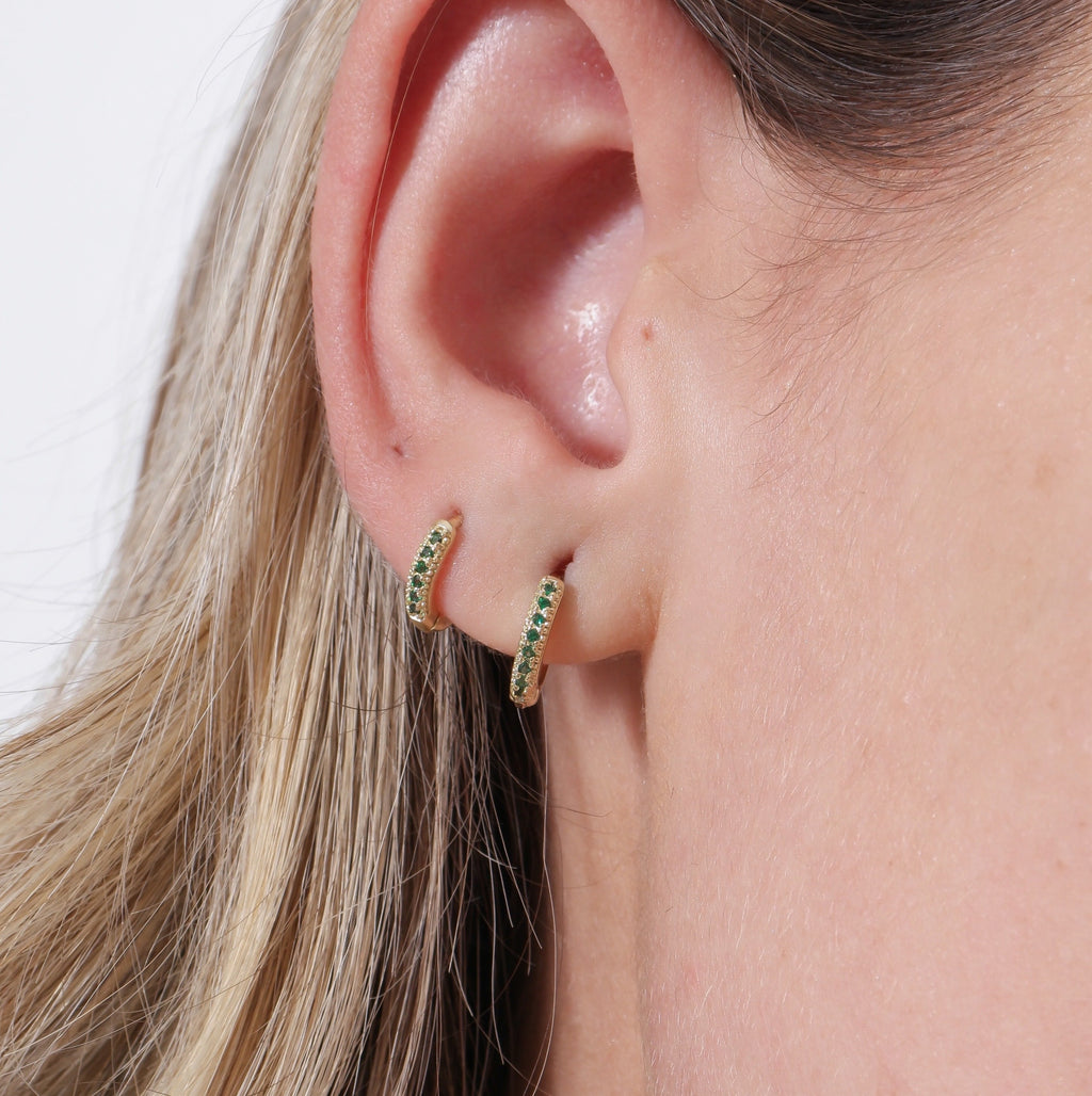 Mondsee 18k Gold Filled Emerald Hoop Trio | 18k Gold Filled Jewelry