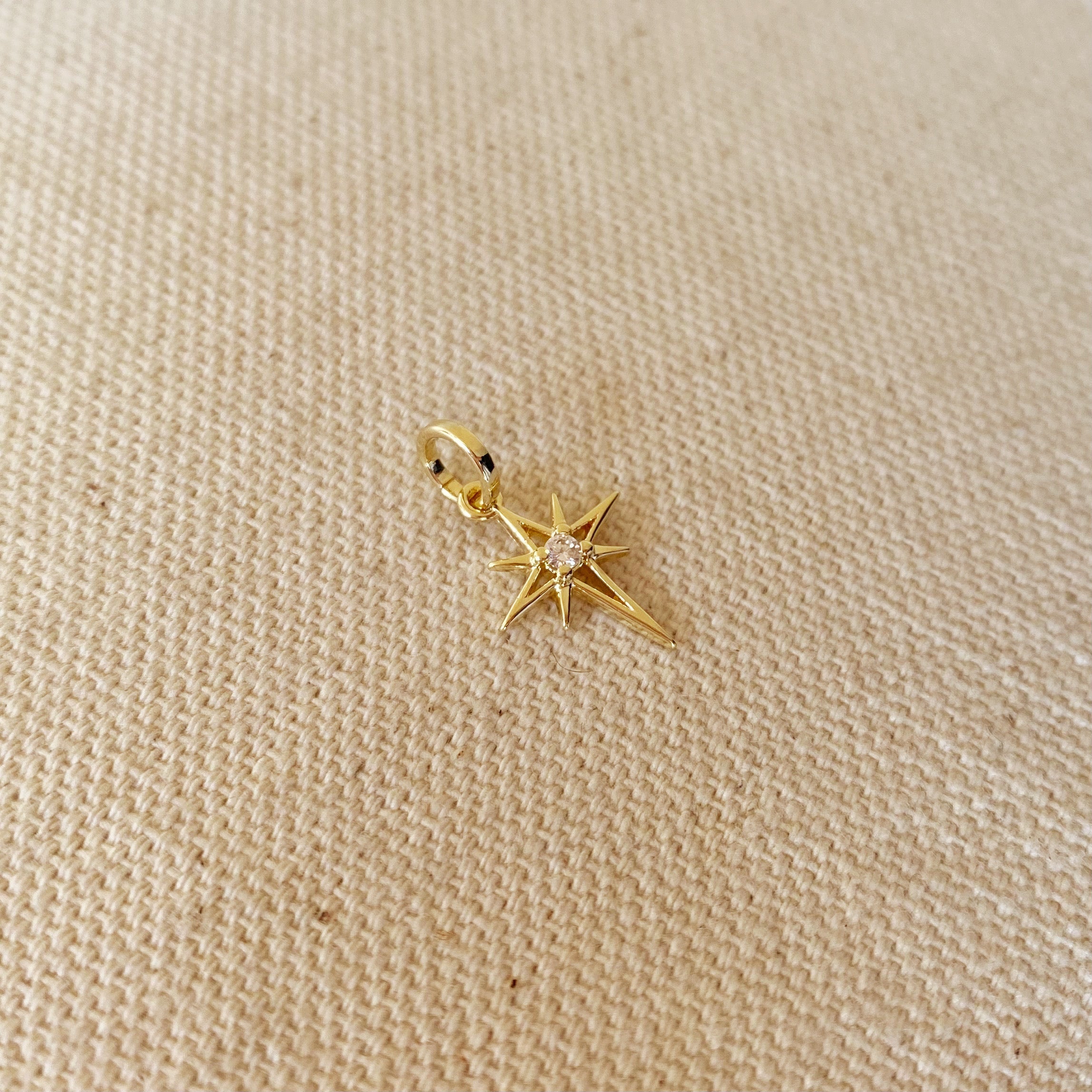 Mondsee 18k Gold Filled Mini Starburst Pendant With Cubic Zirconia Stone | 18k Gold Filled Jewelry