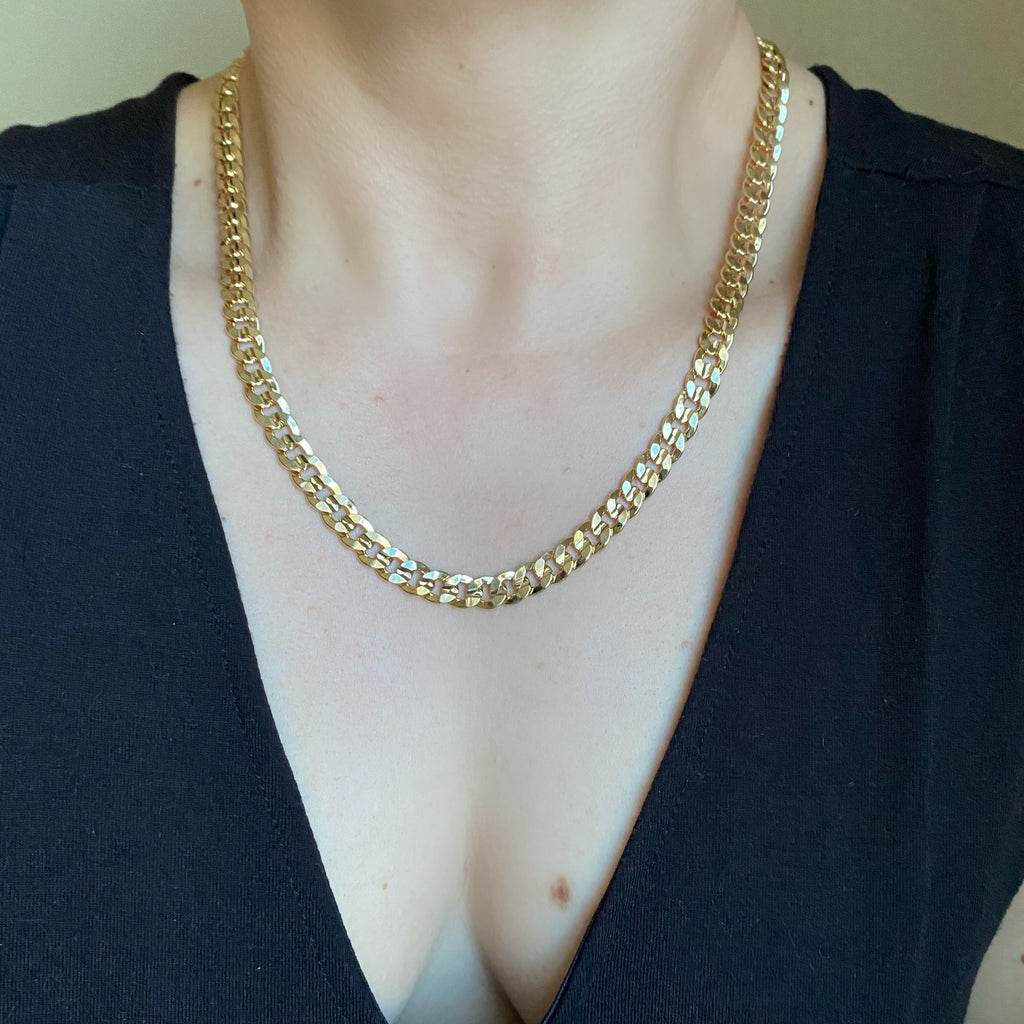 Mondsee 18k Gold Filled 8mm Diamond Cut Cuban Chain Necklace | 18k Gold Filled Jewelry