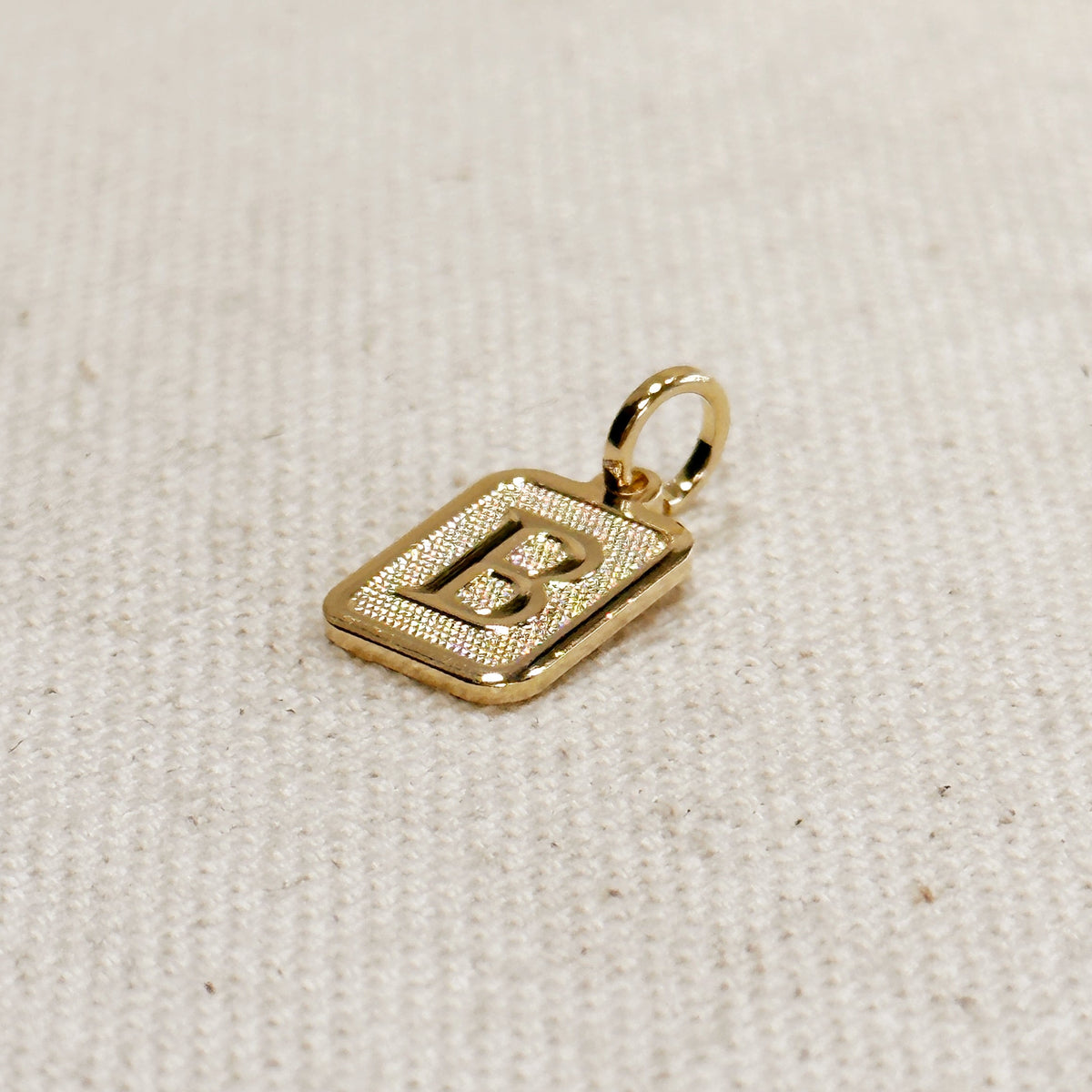 Textured Initial Plate Pendant – B