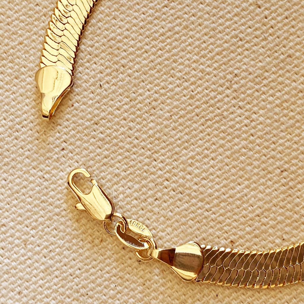 Mondsee 18k Gold Filled 6mm Herringbone Bracelet | 18k Gold Filled Jewelry