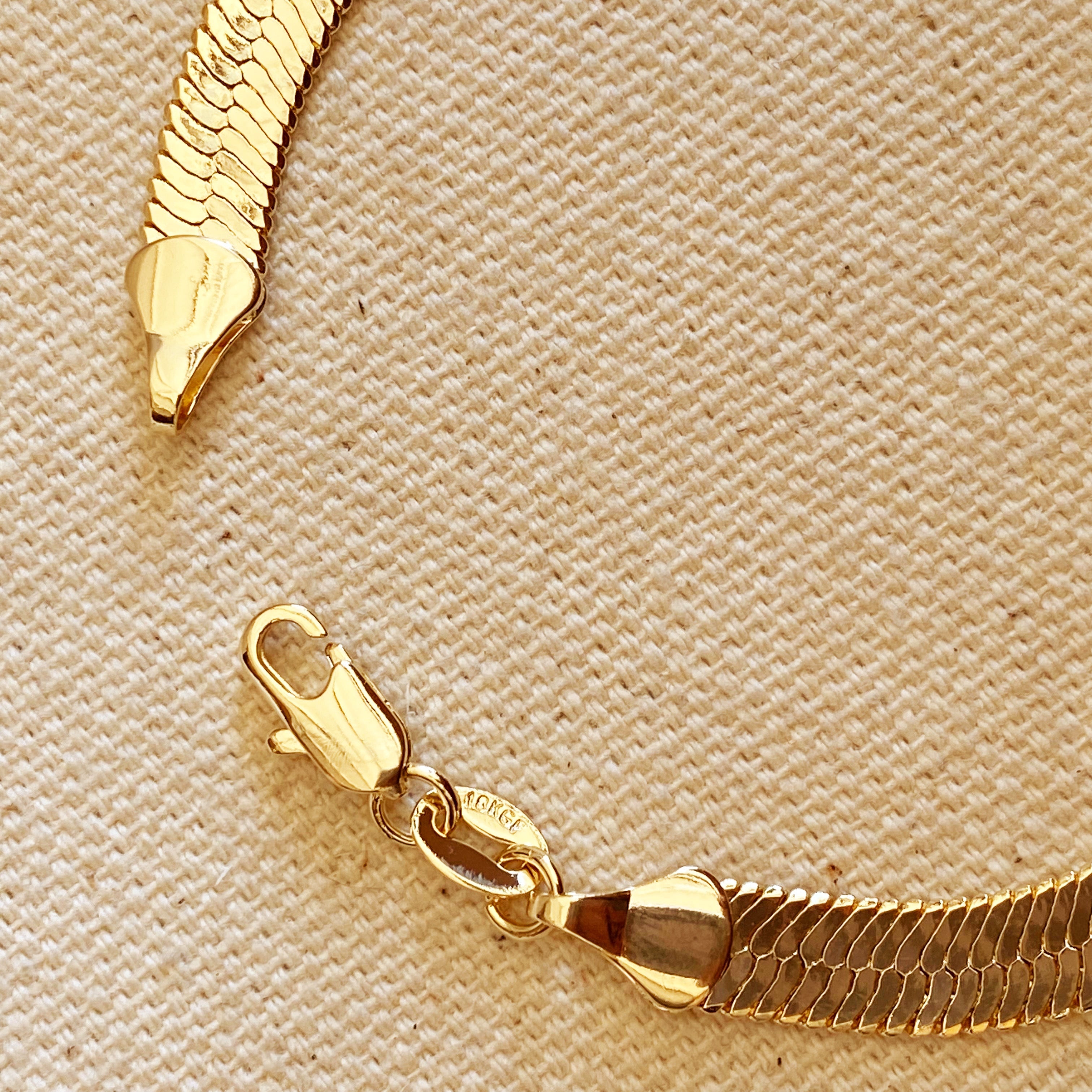 Mondsee 18k Gold Filled 6mm Herringbone Bracelet | 18k Gold Filled Jewelry