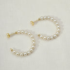 Mondsee 18k Gold Filled 35mm Simulated Beaded Pearl Half-Hoop | 18k Gold Filled Jewelry