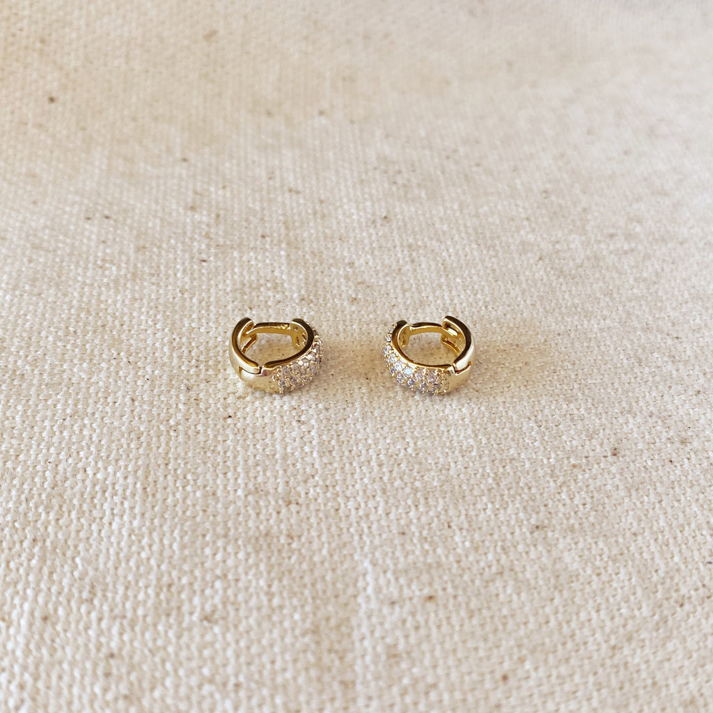 Mondsee 18k Gold Filled 9.5mm Cubic Zirconia Clicker Hoop Earrings | 18k Gold Filled Jewelry