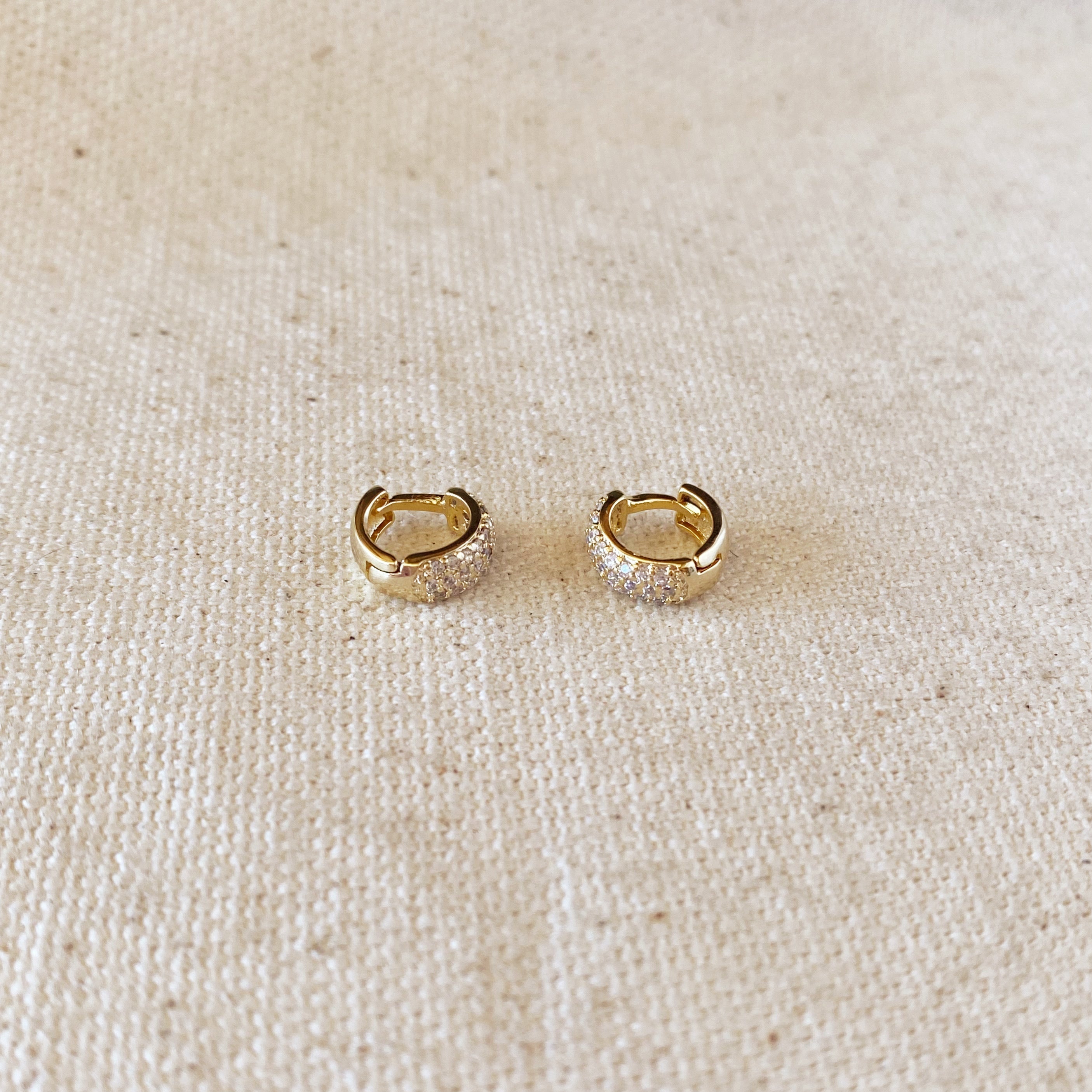 Mondsee 18k Gold Filled 9.5mm Cubic Zirconia Clicker Hoop Earrings | 18k Gold Filled Jewelry