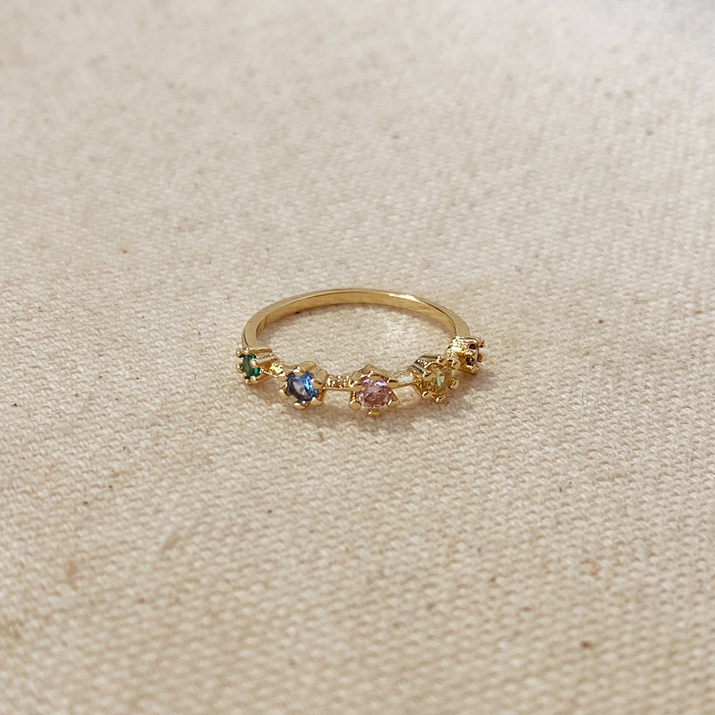 Mondsee 18k Gold Filled Delicate Pastel Colored Cubic Zirconia Ring | 18k Gold Filled Jewelry