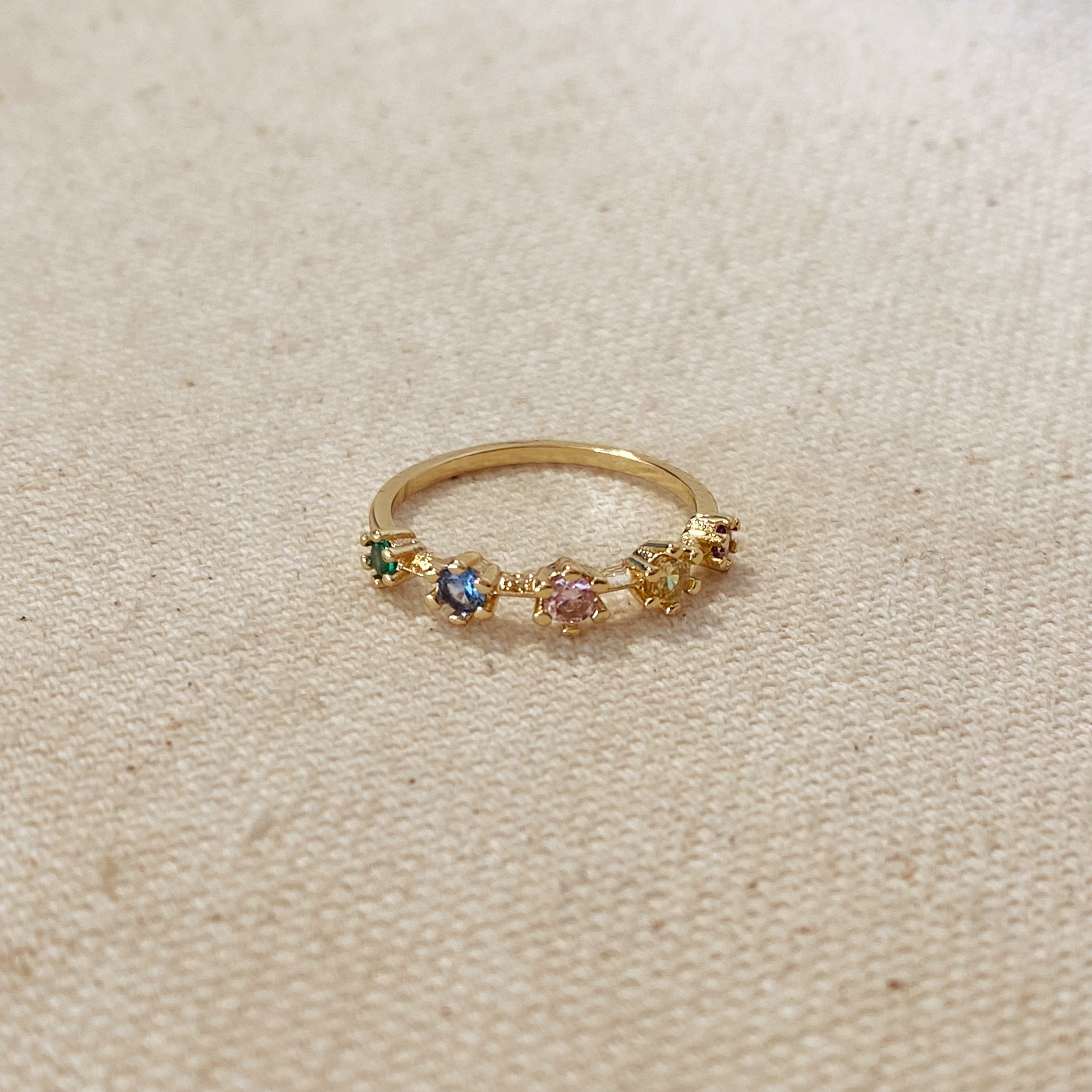 Mondsee 18k Gold Filled Delicate Pastel Colored Cubic Zirconia Ring | 18k Gold Filled Jewelry