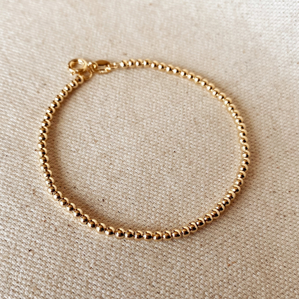 Mondsee 18k Gold Filled 2.5mm Beaded Bracelet | 18k Gold Filled Jewelry