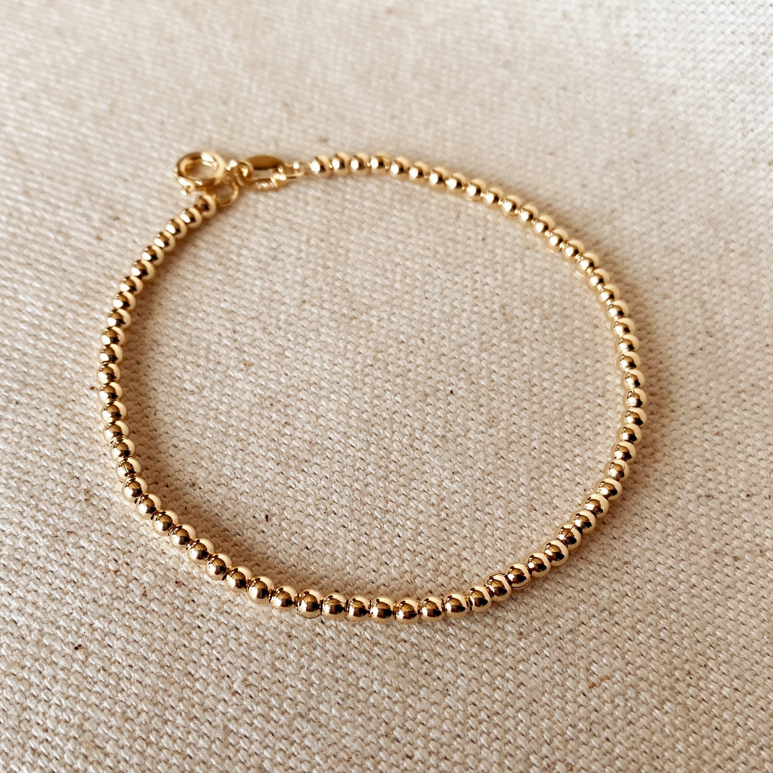 Mondsee 18k Gold Filled 2.5mm Beaded Bracelet | 18k Gold Filled Jewelry