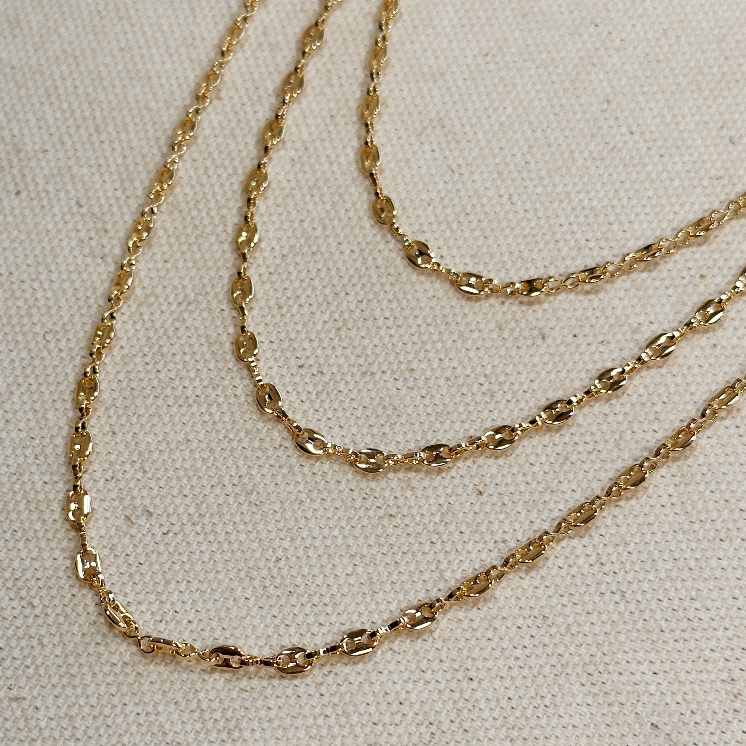 Mondsee 18k Gold Filled 3mm Mini Puffy Links Chain | 18k Gold Filled Jewelry