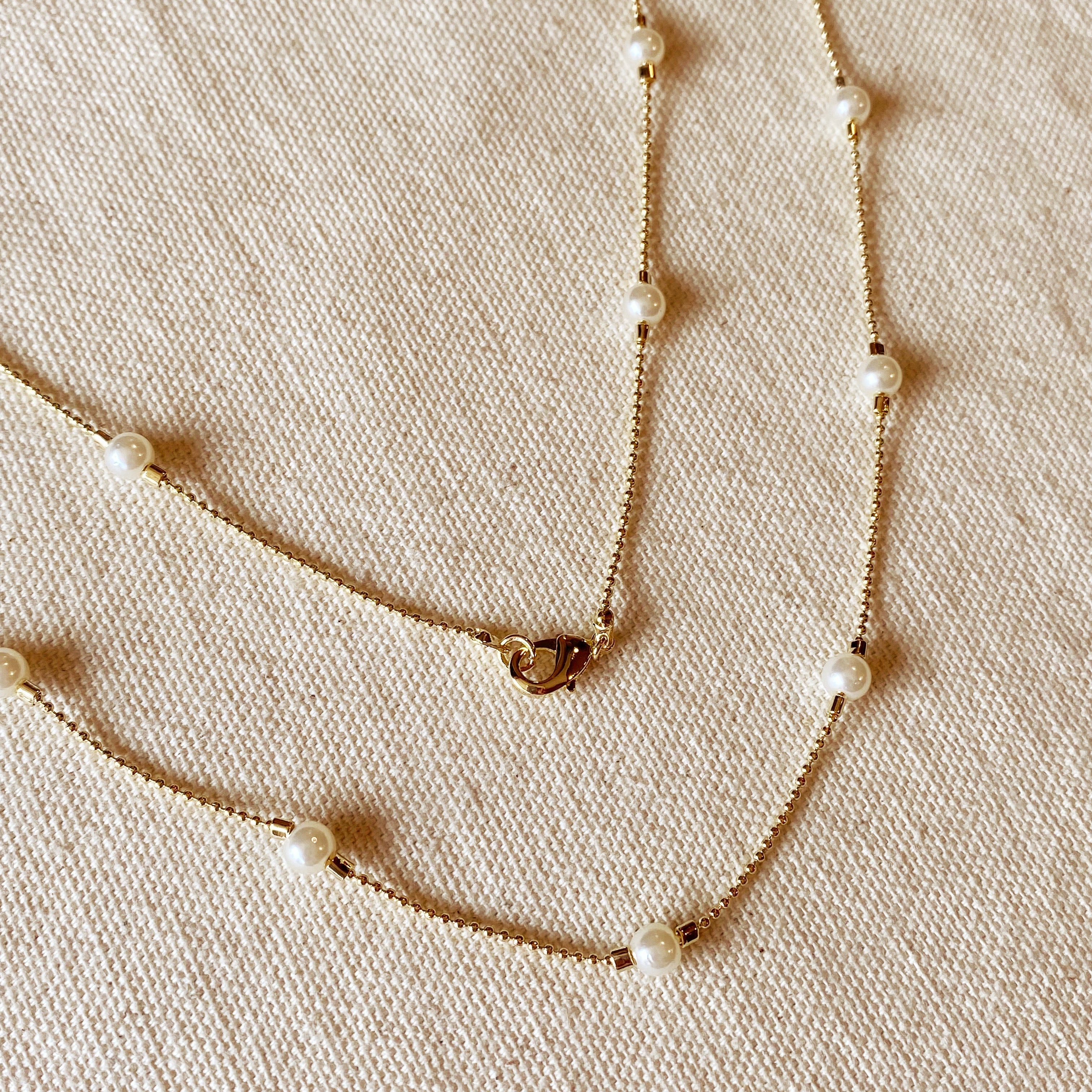 Mondsee 18k Gold Filled Long Wrap Around Pearl Necklace | 18k Gold Filled Jewelry