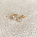 Mondsee 18k Gold Filled Oval Cubic Zirconia Stud Earrings | 18k Gold Filled Jewelry