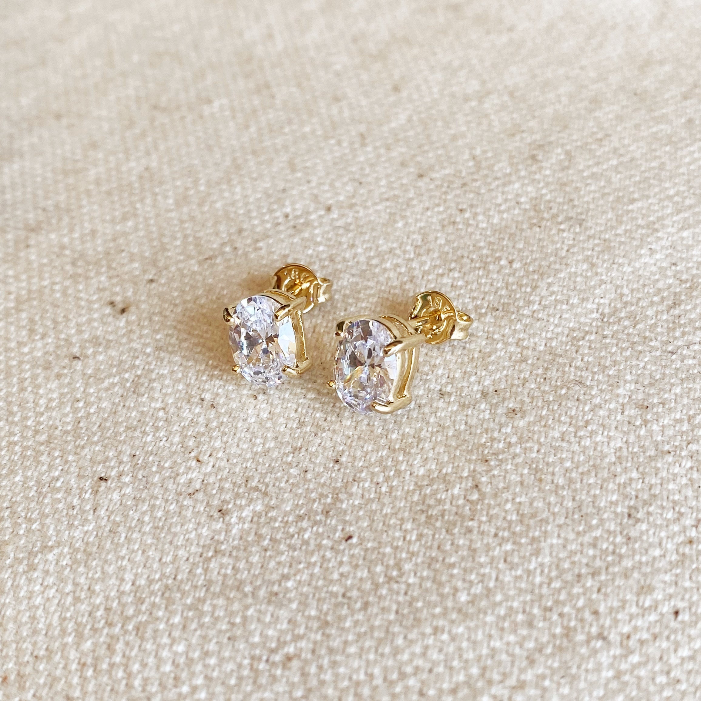 Mondsee 18k Gold Filled Oval Cubic Zirconia Stud Earrings | 18k Gold Filled Jewelry