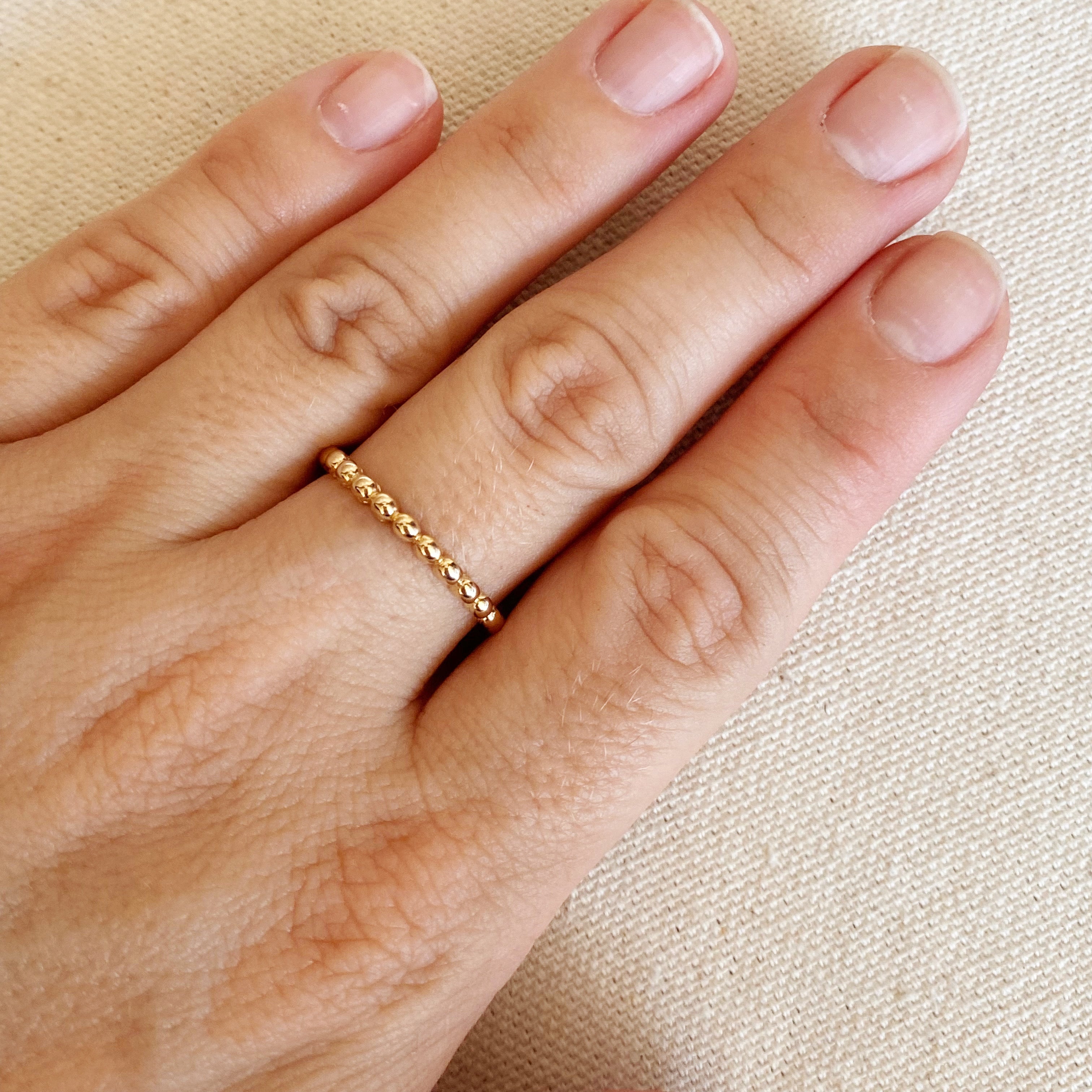 Mondsee 18k Gold Filled Beaded Band Ring | 18k Gold Filled Jewelry
