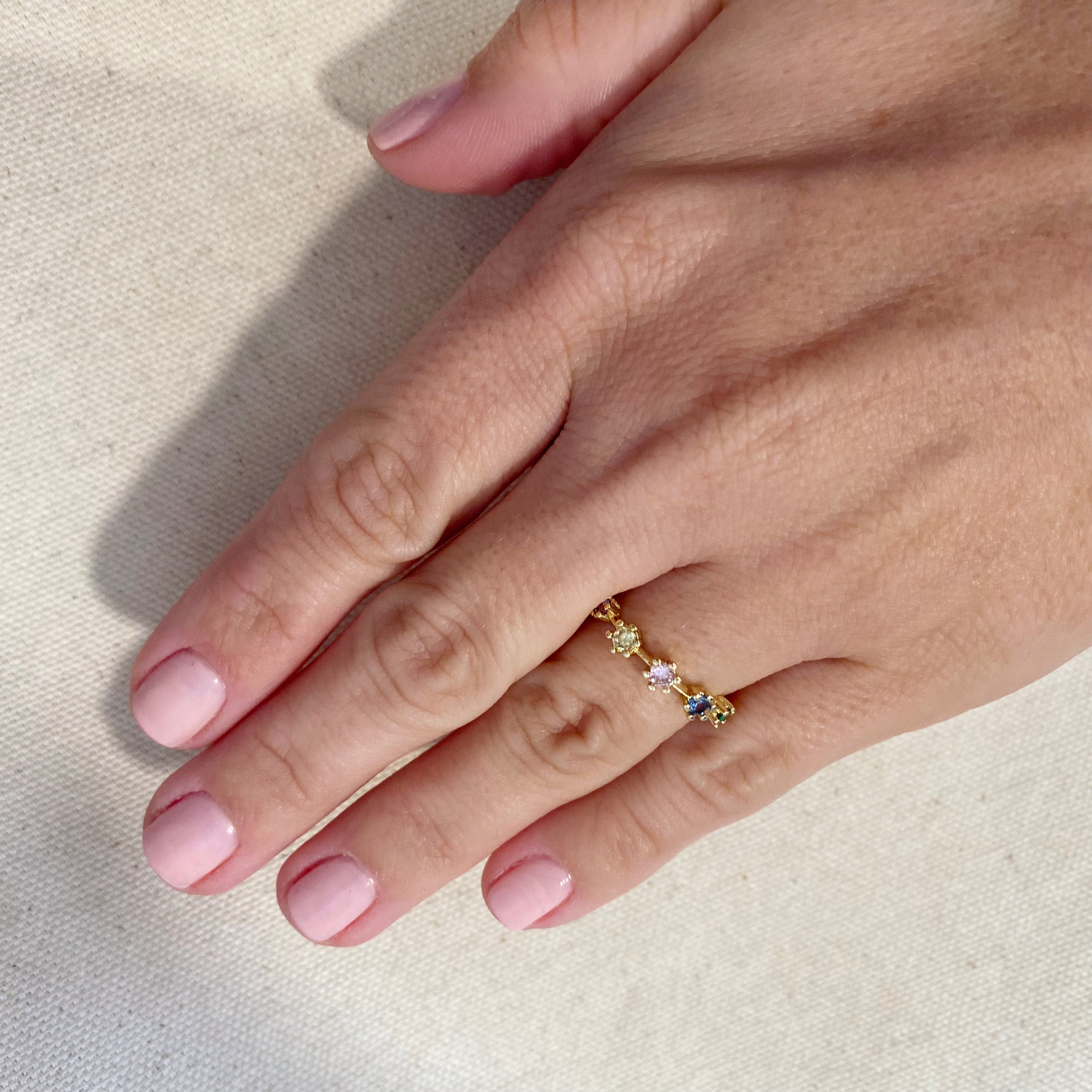 Mondsee 18k Gold Filled Delicate Pastel Colored Cubic Zirconia Ring | 18k Gold Filled Jewelry