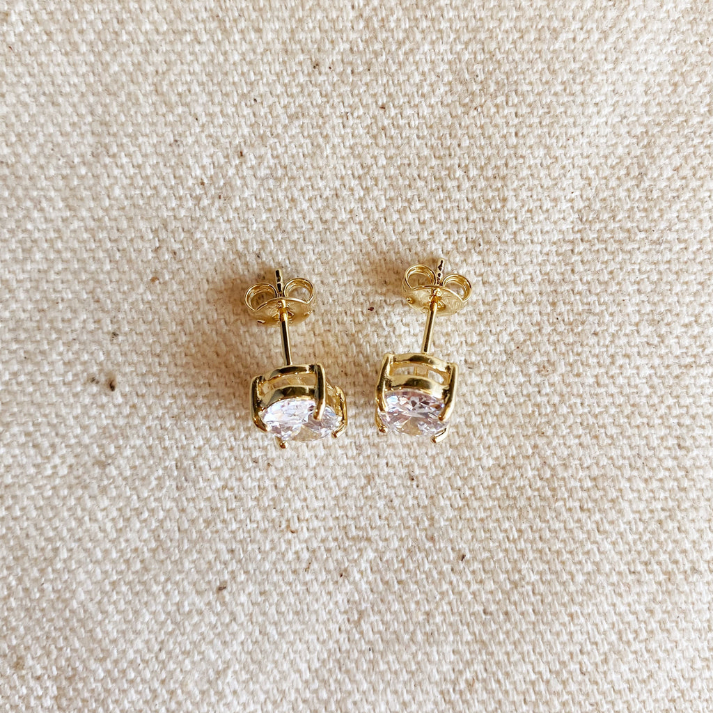 Mondsee 18k Gold Filled Oval Cubic Zirconia Stud Earrings | 18k Gold Filled Jewelry
