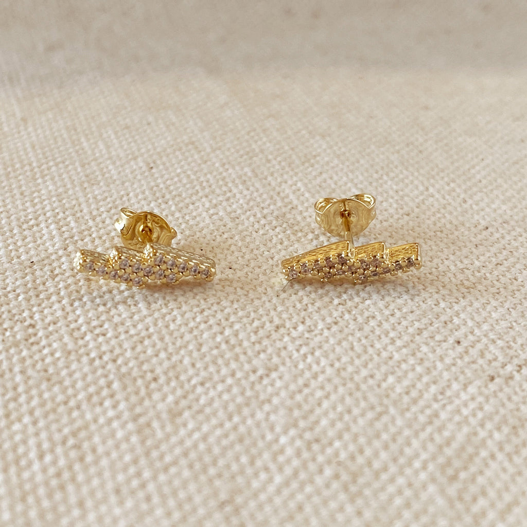 Mondsee 18k Gold Filled Cascading Bars Stud Earrings | 18k Gold Filled Jewelry