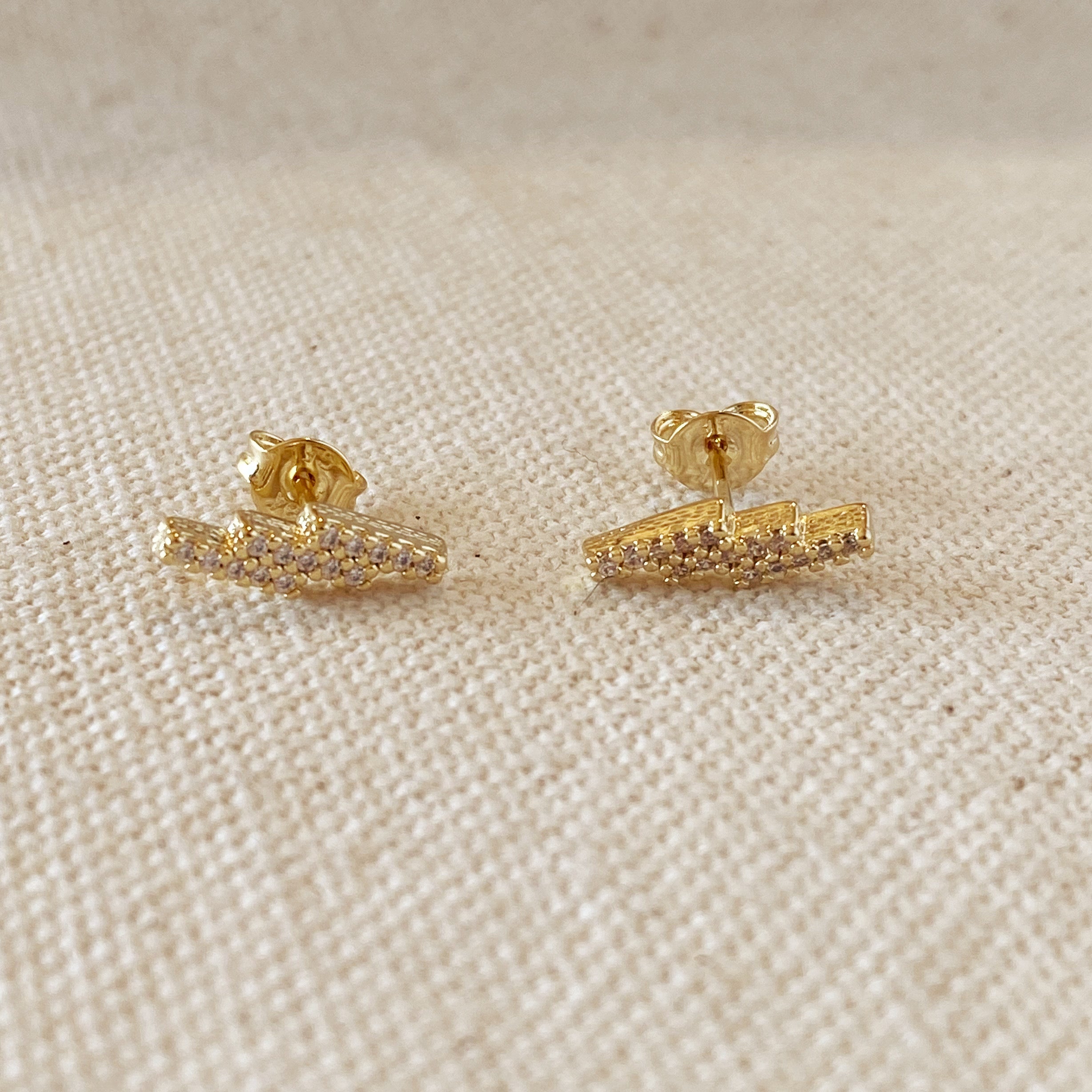 Mondsee 18k Gold Filled Cascading Bars Stud Earrings | 18k Gold Filled Jewelry