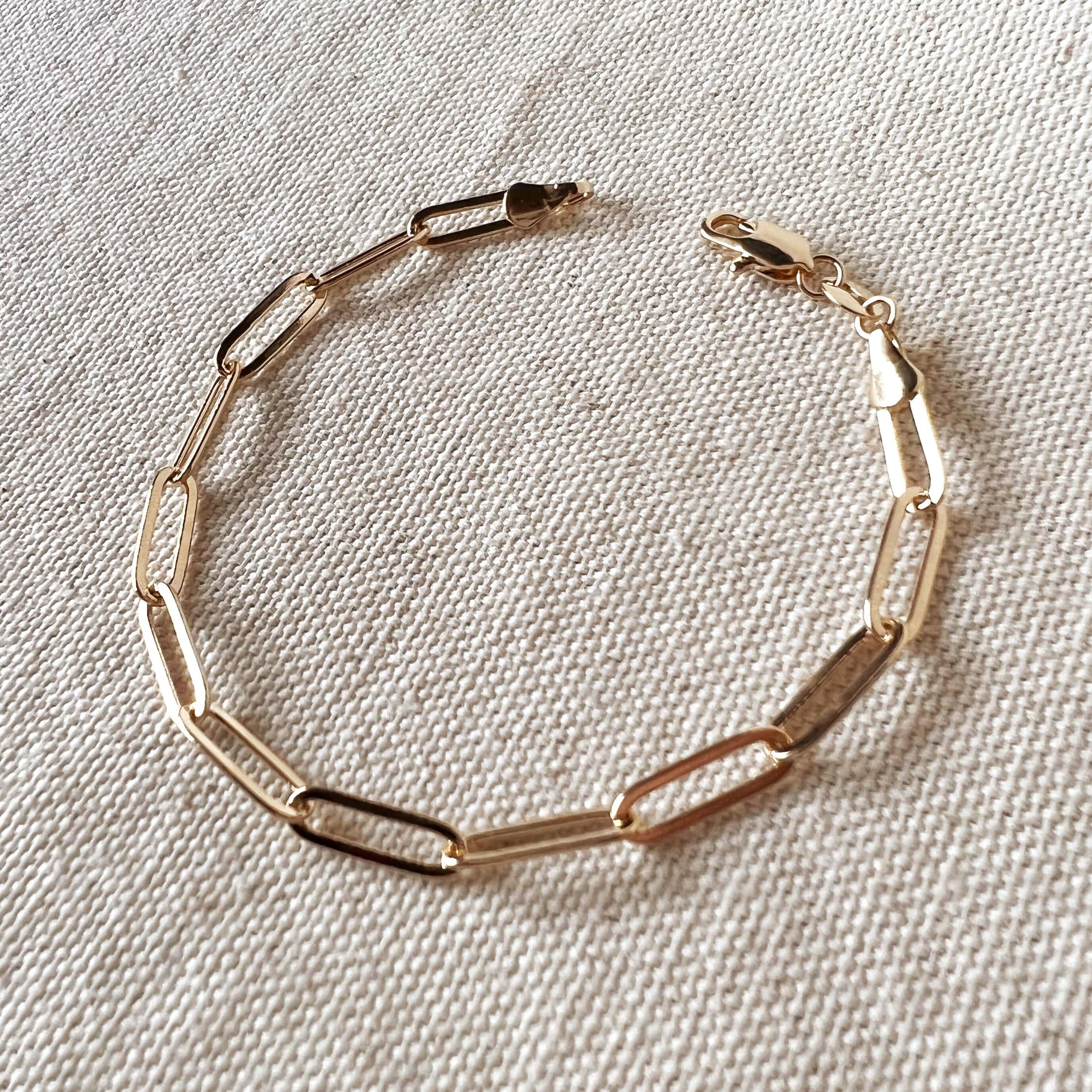 Mondsee 18k Gold Filled Classic Paperclip Bracelet | 18k Gold Filled Jewelry