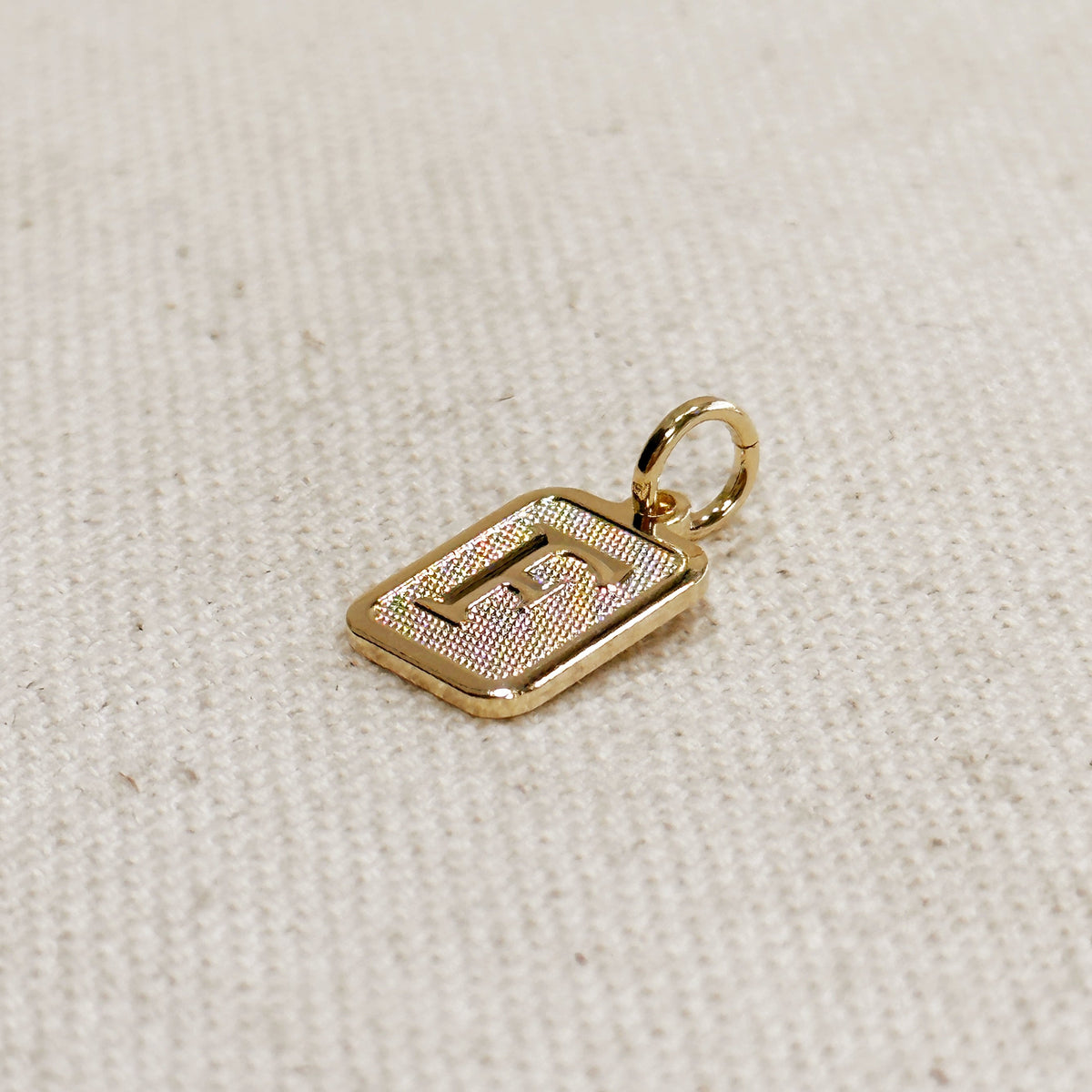Textured Initial Plate Pendant – F