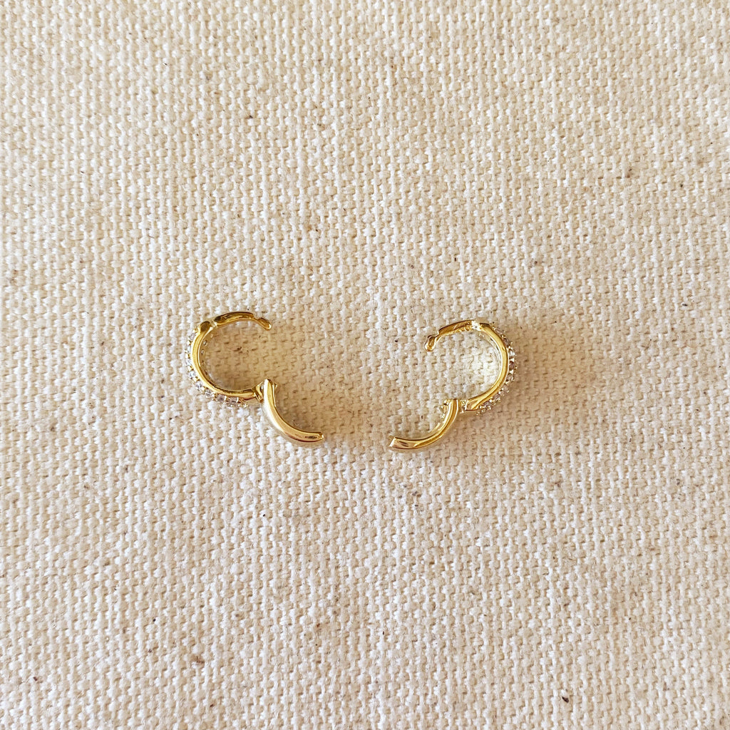 Mondsee 18k Gold Filled 9.5mm Cubic Zirconia Clicker Hoop Earrings | 18k Gold Filled Jewelry