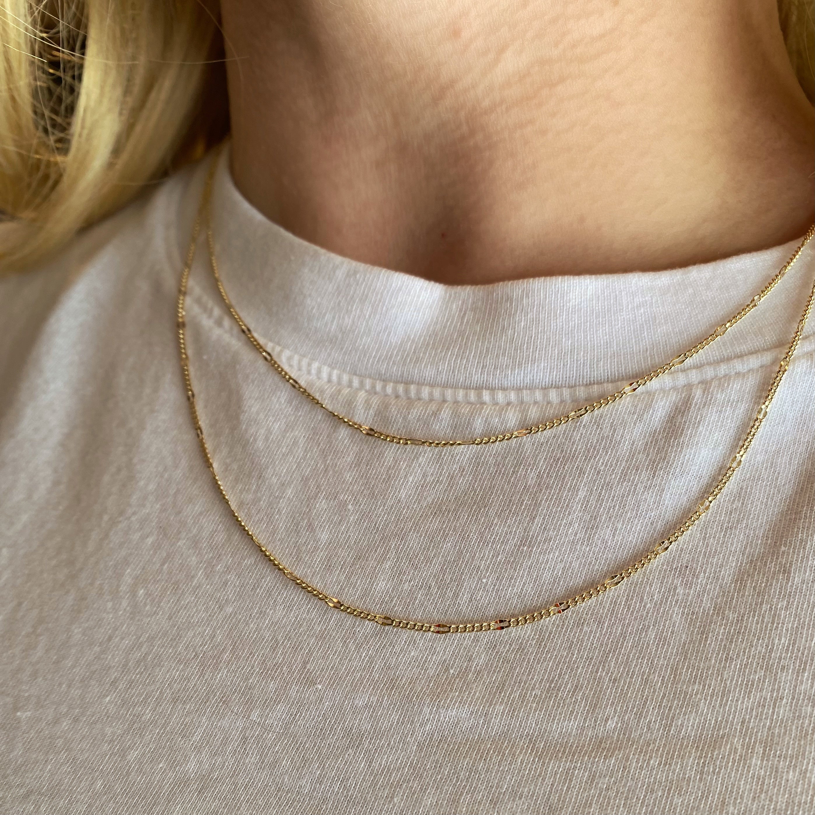 Mondsee 18k Gold Filled Beaten Figaro Chain | 18k Gold Filled Jewelry