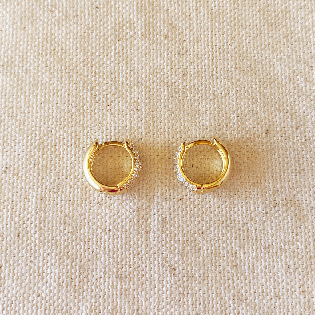 Mondsee 18k Gold Filled 13mm Cubic Zirconia Clicker Hoop Earrings | 18k Gold Filled Jewelry