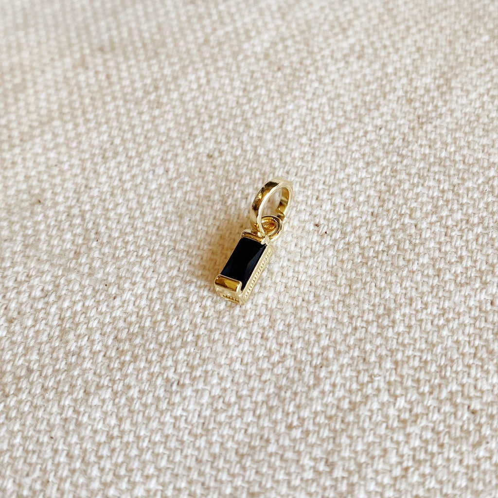 Mondsee 18k Gold Filled Mini Black Baguette Charm Pendant | 18k Gold Filled Jewelry