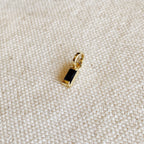 Mondsee 18k Gold Filled Mini Black Baguette Charm Pendant | 18k Gold Filled Jewelry